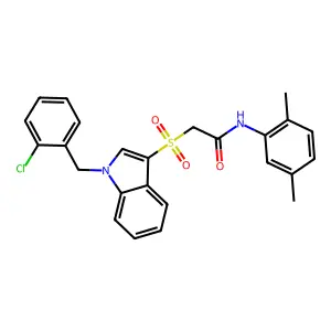 2-[1-[(2-chlorophenyl)methyl]indol-3-yl]sulfonyl-N-(2,5-dimethylphenyl)acetamide structure