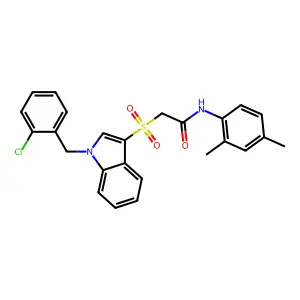 2-[1-[(2-chlorophenyl)methyl]indol-3-yl]sulfonyl-N-(2,4-dimethylphenyl)acetamide structure