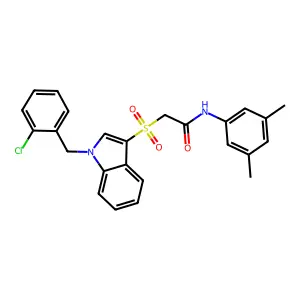 2-[1-[(2-chlorophenyl)methyl]indol-3-yl]sulfonyl-N-(3,5-dimethylphenyl)acetamide structure