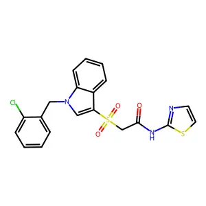 2-((1-(2-chlorobenzyl)-1H-indol-3-yl)sulfonyl)-N-(thiazol-2-yl)acetamide structure