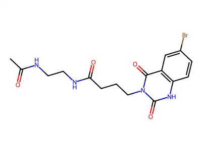 N-(2-acetamidoethyl)-4-(6-bromo-2,4-dioxo-1H-quinazolin-3-yl)butanamide structure