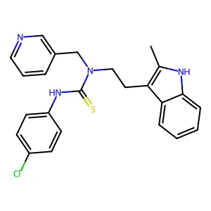 1-(4-chlorophenyl)-3-[2-(2-methyl-1H-indol-3-yl)ethyl]-3-[(pyridin-3-yl)methyl]thiourea structure