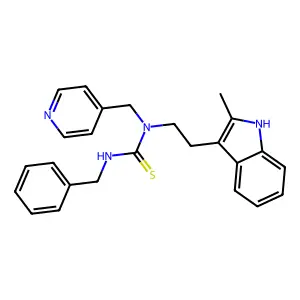 3-benzyl-1-[2-(2-methyl-1H-indol-3-yl)ethyl]-1-(pyridin-4-ylmethyl)thiourea structure