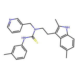 1-[2-(2,5-dimethyl-1H-indol-3-yl)ethyl]-3-(3-methylphenyl)-1-[(pyridin-3-yl)methyl]thiourea structure
