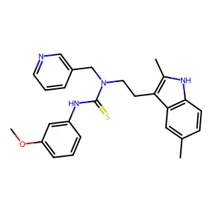 1-[2-(2,5-dimethyl-1H-indol-3-yl)ethyl]-3-(3-methoxyphenyl)-1-[(pyridin-3-yl)methyl]thiourea structure