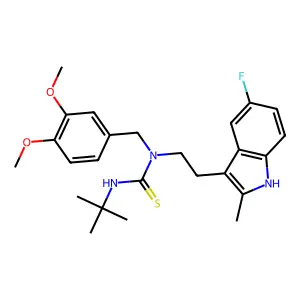 3-tert-butyl-1-[(3,4-dimethoxyphenyl)methyl]-1-[2-(5-fluoro-2-methyl-1H-indol-3-yl)ethyl]thiourea structure