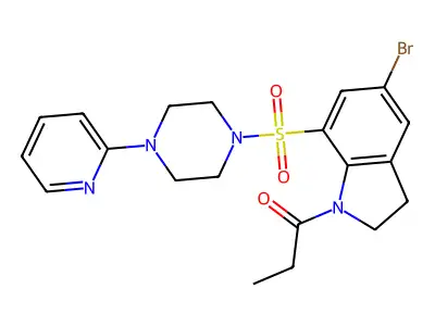 1-(5-Bromo-7-((4-(pyridin-2-yl)piperazin-1-yl)sulfonyl)indolin-1-yl)propan-1-one structure