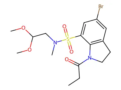 5-Bromo-N-(2,2-dimethoxyethyl)-N-methyl-1-propionylindoline-7-sulfonamide structure