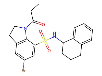 5-bromo-1-propionyl-N-(1,2,3,4-tetrahydronaphthalen-1-yl)indoline-7-sulfonamide structure