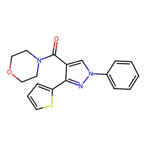 Morpholin-4-yl-(1-phenyl-3-thiophen-2-ylpyrazol-4-yl)methanone structure