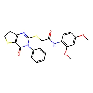 N-(2,4-dimethoxyphenyl)-2-((4-oxo-3-phenyl-3,4,6,7-tetrahydrothieno[3,2-d]pyrimidin-2-yl)thio)acetamide structure