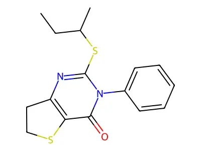 2-Butan-2-ylsulfanyl-3-phenyl-6,7-dihydrothieno[3,2-d]pyrimidin-4-one structure