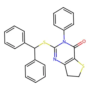 2-(benzhydrylthio)-3-phenyl-6,7-dihydrothieno[3,2-d]pyrimidin-4(3H)-one structure