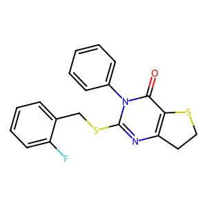 2-((2-fluorobenzyl)thio)-3-phenyl-6,7-dihydrothieno[3,2-d]pyrimidin-4(3H)-one structure