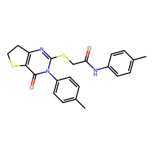 2-((4-oxo-3-(p-tolyl)-3,4,6,7-tetrahydrothieno[3,2-d]pyrimidin-2-yl)thio)-N-(p-tolyl)acetamide structure