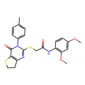 N-(2,4-dimethoxyphenyl)-2-((4-oxo-3-(p-tolyl)-3,4,6,7-tetrahydrothieno[3,2-d]pyrimidin-2-yl)thio)acetamide structure