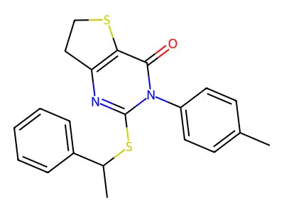 2-((1-phenylethyl)thio)-3-(p-tolyl)-6,7-dihydrothieno[3,2-d]pyrimidin-4(3H)-one structure
