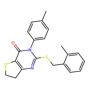 2-((2-methylbenzyl)thio)-3-(p-tolyl)-6,7-dihydrothieno[3,2-d]pyrimidin-4(3H)-one structure