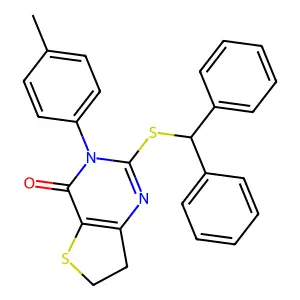 2-Benzhydrylsulfanyl-3-(4-methylphenyl)-6,7-dihydrothieno[3,2-d]pyrimidin-4-one structure