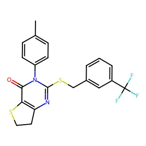 3-(p-tolyl)-2-((3-(trifluoromethyl)benzyl)thio)-6,7-dihydrothieno[3,2-d]pyrimidin-4(3H)-one structure