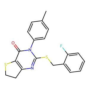 2-((2-fluorobenzyl)thio)-3-(p-tolyl)-6,7-dihydrothieno[3,2-d]pyrimidin-4(3H)-one structure