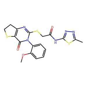 2-((3-(2-methoxyphenyl)-4-oxo-3,4,6,7-tetrahydrothieno[3,2-d]pyrimidin-2-yl)thio)-N-(5-methyl-1,3,4-thiadiazol-2-yl)acetamide structure