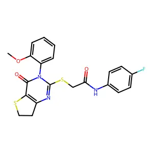 N-(4-fluorophenyl)-2-((3-(2-methoxyphenyl)-4-oxo-3,4,6,7-tetrahydrothieno[3,2-d]pyrimidin-2-yl)thio)acetamide structure