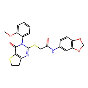 N-(1,3-benzodioxol-5-yl)-2-[[3-(2-methoxyphenyl)-4-oxo-6,7-dihydrothieno[3,2-d]pyrimidin-2-yl]sulfanyl]acetamide structure