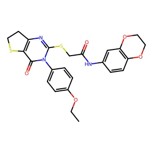 N-(2,3-dihydrobenzo[b][1,4]dioxin-6-yl)-2-((3-(4-ethoxyphenyl)-4-oxo-3,4,6,7-tetrahydrothieno[3,2-d]pyrimidin-2-yl)thio)acetamide structure