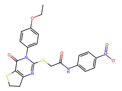 2-((3-(4-ethoxyphenyl)-4-oxo-3,4,6,7-tetrahydrothieno[3,2-d]pyrimidin-2-yl)thio)-N-(4-nitrophenyl)acetamide structure