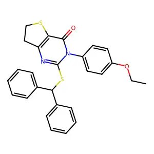 2-Benzhydrylsulfanyl-3-(4-ethoxyphenyl)-6,7-dihydrothieno[3,2-d]pyrimidin-4-one structure