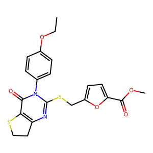 methyl 5-(((3-(4-ethoxyphenyl)-4-oxo-3,4,6,7-tetrahydrothieno[3,2-d]pyrimidin-2-yl)thio)methyl)furan-2-carboxylate structure