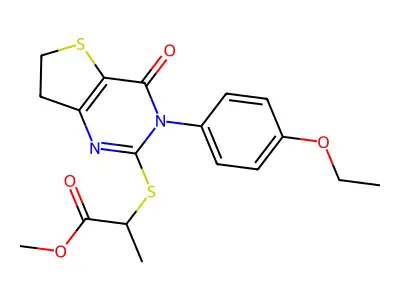 methyl 2-((3-(4-ethoxyphenyl)-4-oxo-3,4,6,7-tetrahydrothieno[3,2-d]pyrimidin-2-yl)thio)propanoate structure