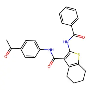 N-(4-acetylphenyl)-2-benzamido-4,5,6,7-tetrahydro-1-benzothiophene-3-carboxamide structure