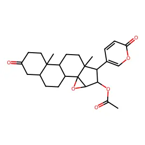 3-Oxo-16beta-acetoxy-14,15beta-epoxy-5beta-bufa-20,22-dienolide structure