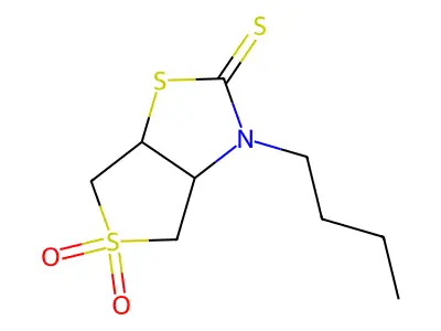 3-butyltetrahydrothieno[3,4-d][1,3]thiazole-2(3H)-thione 5,5-dioxide structure