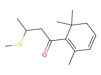 1-Butanone, 3-(methylthio)-1-(2,6,6-trimethyl-1,3-cyclohexadien-1-yl)- structure