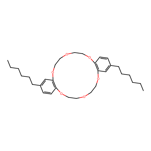 2,13-dihexyl-6,7,9,10,17,18,20,21-octahydrodibenzo[b,k][1,4,7,10,13,16]hexaoxacyclooctadecine structure