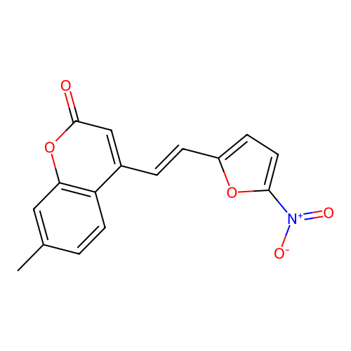 2H-1-Benzopyran-2-one, 7-methyl-4-(2-(5-nitro-2-furanyl)ethenyl)-, (E)- structure