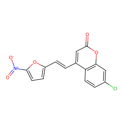2H-1-Benzopyran-2-one, 7-chloro-4-(2-(5-nitro-2-furanyl)ethenyl)-, (E)- structure