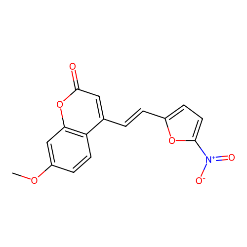 2H-1-Benzopyran-2-one, 7-methoxy-4-(2-(5-nitro-2-furanyl)ethenyl)-, (E)- structure