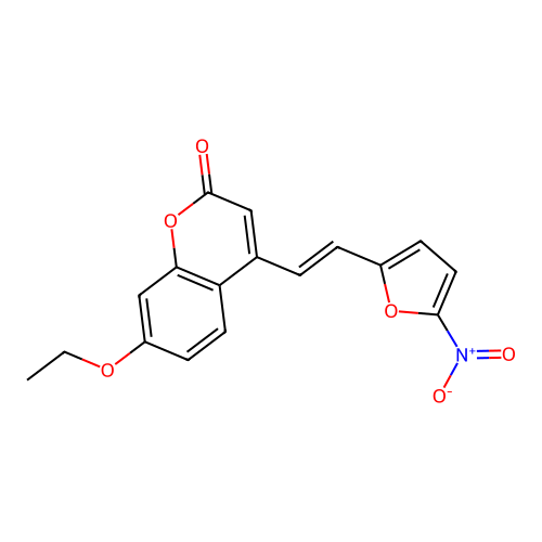 2H-1-Benzopyran-2-one, 7-ethoxy-4-(2-(5-nitro-2-furanyl)ethenyl)-, (E)- structure