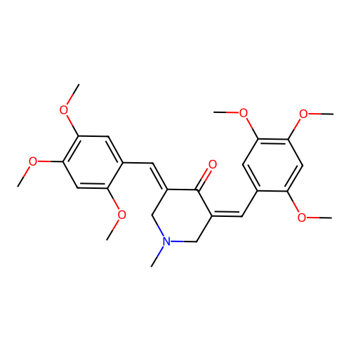 (3Z,5E)-1-methyl-3,5-bis(2,4,5-trimethoxybenzylidene)piperidin-4-one structure