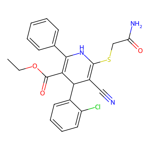 ethyl 6-((2-amino-2-oxoethyl)thio)-4-(2-chlorophenyl)-5-cyano-2-phenyl-1,4-dihydropyridine-3-carboxylate structure