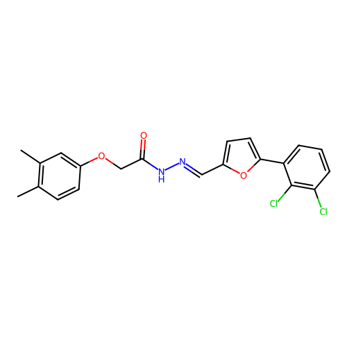 (E)-N'-((5-(2,3-dichlorophenyl)furan-2-yl)methylene)-2-(3,4-dimethylphenoxy)acetohydrazide structure