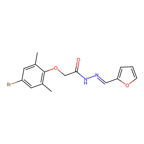 2-(4-bromo-2,6-dimethylphenoxy)-N'-(2-furylmethylene)acetohydrazide structure