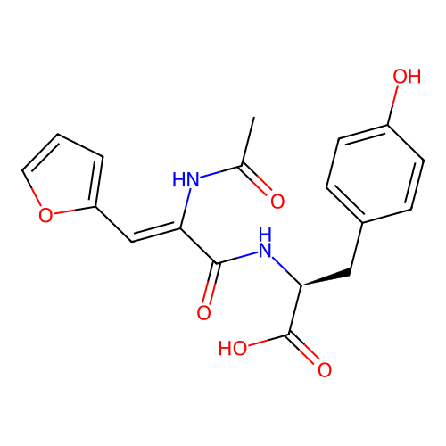 Acetyldehydro-3-(2-furyl)alanyltyrosine structure