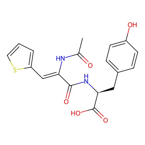 Acetyldehydro-3-(2-thienyl)alanyltyrosine structure