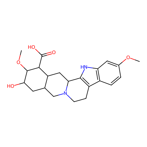 18-Hydroxy-11,17-dimethoxyyohimban-16-carboxylic acid structure