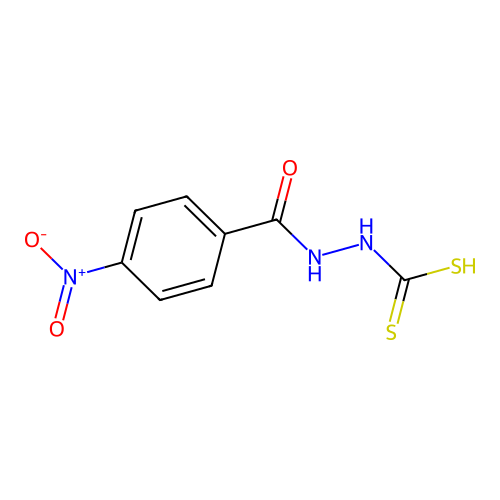 4-Nitrobenzoylcarbonohydrazonodithioic acid structure